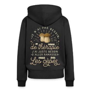 Cèpe Champignon Cueillette Cèpes Champignons - Sweat à capuche Premium bio Femme - noir - Dos - Julia (174cm)