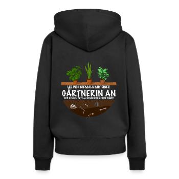 Gärtnerin besser niemals anlegen Spruch - Frauen Premium Bio Hoodie - Schwarz - Hinten - Julia (174cm)
