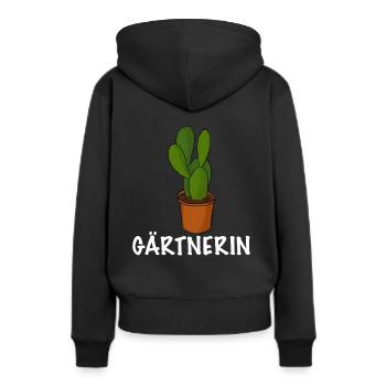 Gärtnerin Topfpflanze für den Garten - Frauen Premium Bio Hoodie - Schwarz - Hinten - Julia (174cm)