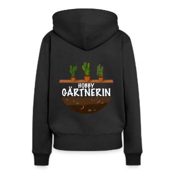 Frauen Garten Outfit die Hobby Gärtnerin - Frauen Premium Bio Hoodie - Schwarz - Hinten - Julia (174cm)