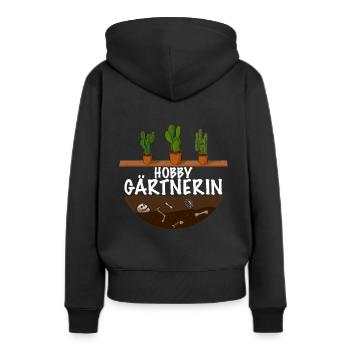 Hobby Gärtnerin das Frauen Garten Outfit - Frauen Premium Bio Hoodie - Schwarz - Hinten - Julia (174cm)