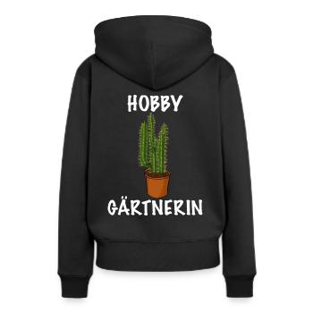 Frauen Garten Outfit die Hobby Gärtnerin - Frauen Premium Bio Hoodie - Schwarz - Hinten - Julia (174cm)