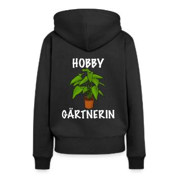 Hobby Gärtnerin das Frauen Garten Outfit - Frauen Premium Bio Hoodie - Schwarz - Hinten - Julia (174cm)