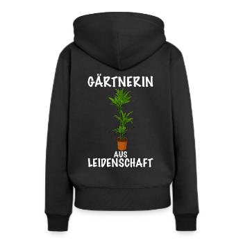 Gärtnerin aus Leidenschaft Topf Pflanze - Frauen Premium Bio Hoodie - Schwarz - Hinten - Julia (174cm)