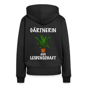 Gärtnerin aus Leidenschaft Topf Pflanze - Frauen Premium Bio Hoodie - Schwarz - Hinten - Julia (174cm)