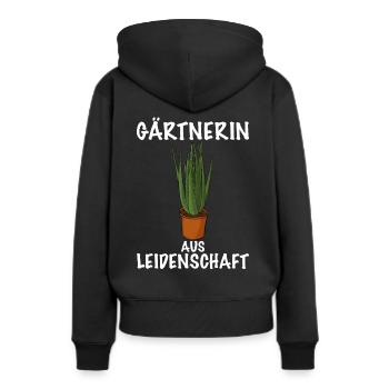 Gärtnerin aus Leidenschaft Topf Pflanze - Frauen Premium Bio Hoodie - Schwarz - Hinten - Julia (174cm)