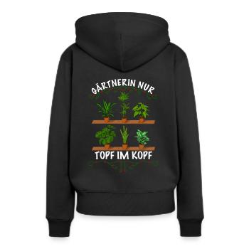 Gärtnerin nur Topf im Kopf - Frauen Premium Bio Hoodie - Schwarz - Hinten - Julia (174cm)