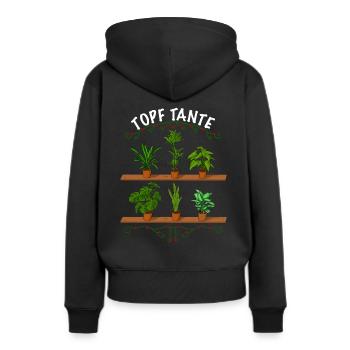 Topf Tante Topfpflanzen - Frauen Premium Bio Hoodie - Schwarz - Hinten - Julia (174cm)