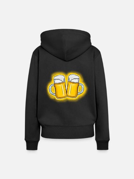 Bier Krüge anstoßen - Frauen Premium Bio Hoodie - Schwarz