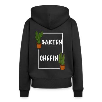 Garten Chefin lustiges Frauen Garten Outfit - Frauen Premium Bio Hoodie - Schwarz - Hinten - Julia (174cm)