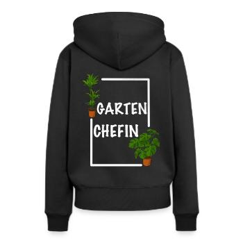 Garten Chefin lustiges Frauen Garten Outfit - Frauen Premium Bio Hoodie - Schwarz - Hinten - Julia (174cm)