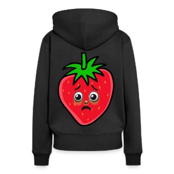 Fraise Fraises Fruits - Sweat à capuche Premium bio Femme - noir - Dos - Julia (174cm)