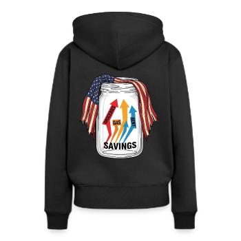 Die Wirtschaft ist eine Falle - Frauen Premium Bio Hoodie - Schwarz - Hinten - Julia (174cm)