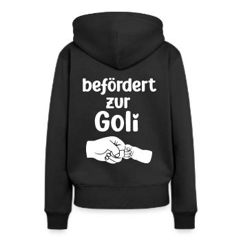 Befördert zur Goli Patentante Österreich Taufpatin - Frauen Premium Bio Hoodie - Schwarz - Hinten - Julia (174cm)