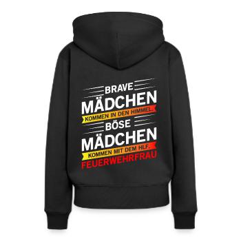 Damen Feuerwehrfrau FFw Feuerwehr Geschenk Women - Frauen Premium Bio Hoodie - Schwarz - Hinten - Julia (174cm)