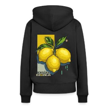 Säuerliche Eleganz - Frauen Premium Bio Hoodie - Schwarz - Hinten - Julia (174cm)