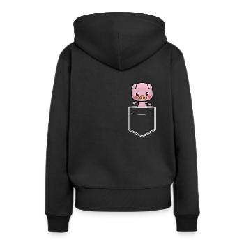 Porc de poitrine - Sweat à capuche Premium bio Femme - noir - Dos - Julia (174cm)