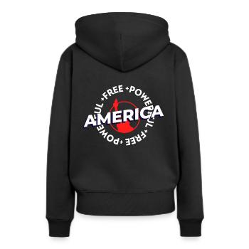 Liberté puissante - Sweat à capuche Premium bio Femme - noir - Dos - Julia (174cm)