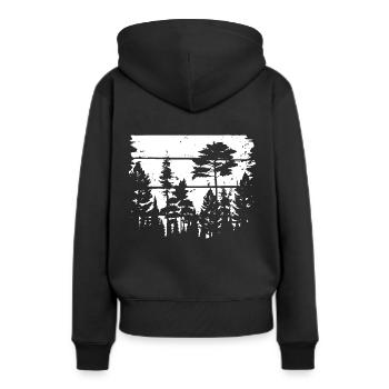 Naturliebhaber - Pinienwald - Wald - Nachhaltig - Frauen Premium Bio Hoodie - Schwarz - Hinten - Julia (174cm)