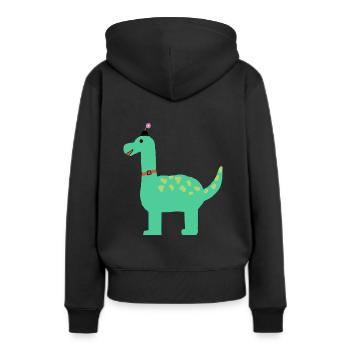 Dino - Frauen Premium Bio Hoodie - Schwarz - Hinten - Julia (174cm)