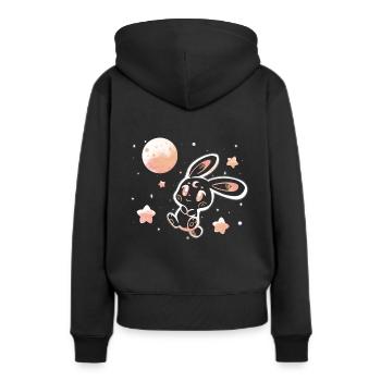 Weltraum-Hase - Frauen Premium Bio Hoodie - Schwarz - Hinten - Julia (174cm)