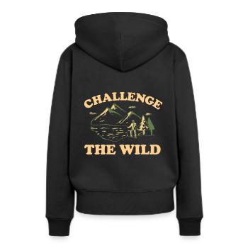 Wildnis überleben - Frauen Premium Bio Hoodie - Schwarz - Hinten - Julia (174cm)