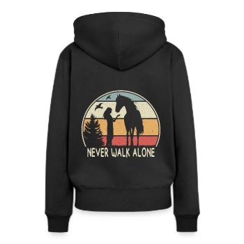 CHEVAL - NE MARCHEZ JAMAIS SEUL - Sweat à capuche Premium bio Femme - noir - Dos - Julia (174cm)