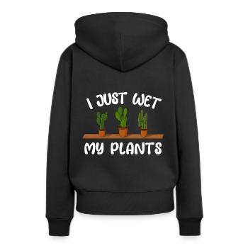 ich gieße meine Pflanzen - Frauen Premium Bio Hoodie - Schwarz - Hinten - Julia (174cm)