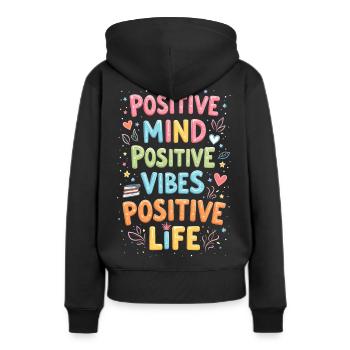 Positivité - Sweat à capuche Premium bio Femme - noir - Dos - Julia (174cm)