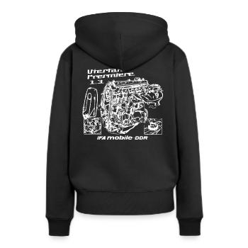 Wartburg 1.3 Motor - Viertakt Premiere - IFA DDR - Frauen Premium Bio Hoodie - Schwarz - Hinten - Julia (174cm)