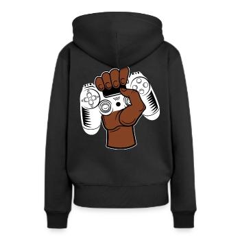 Contrôleur de jeu - Sweat à capuche Premium bio Femme - noir - Dos - Julia (174cm)