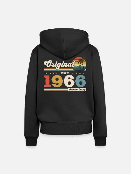 60-årsdag Original mai 1966 - Premium økologisk hettegenser for kvinner - svart