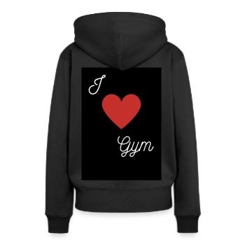 i love gym - Frauen Premium Bio Hoodie - Schwarz - Hinten - Julia (174cm)