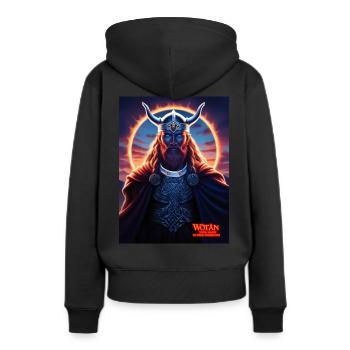WOTAN - YOUR LIGHT IN YOUR DARKNESS - Frauen Premium Bio Hoodie - Schwarz - Hinten - Julia (174cm)