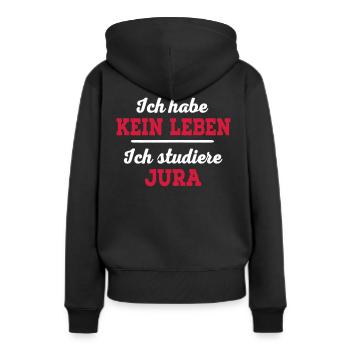 Jura - Frauen Premium Bio Hoodie - Schwarz - Hinten - Julia (174cm)