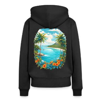 Île des Caraïbes - Sweat à capuche Premium bio Femme - noir - Dos - Julia (174cm)
