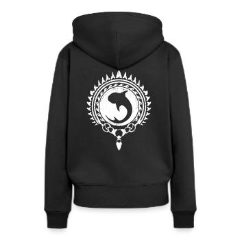 Walhai polynésien - Sweat à capuche Premium bio Femme - noir - Dos - Julia (174cm)
