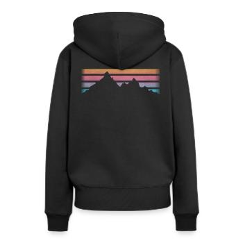 MONTAGNES - RANDONNÉE - RETRO Stripes - Sweat à capuche Premium bio Femme - noir - Dos - Julia (174cm)