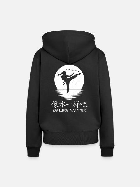 Sei wie Wasser - Frauen Premium Bio Hoodie - Schwarz