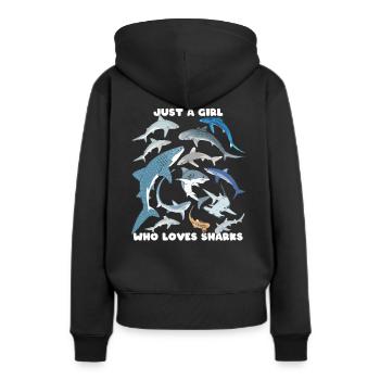 Tigerhai Blauhai Walhai Haiarten - Frauen Premium Bio Hoodie - Schwarz - Hinten - Julia (174cm)