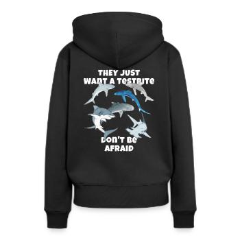 Haiarten Blauhai Tigerhai Hammerhai - Frauen Premium Bio Hoodie - Schwarz - Hinten - Julia (174cm)