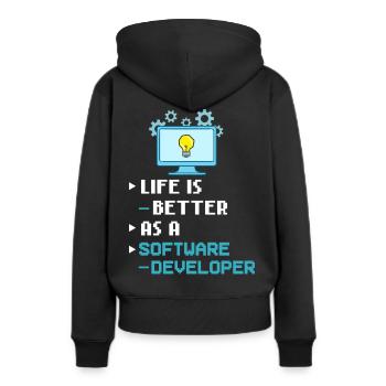 Développeur de logiciels de développement de logiciels - Sweat à capuche Premium bio Femme - noir - Dos - Julia (174cm)