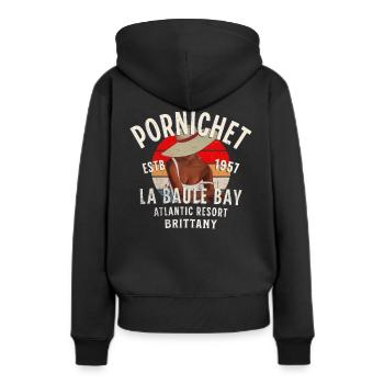 Pornichet glamour - Sweat à capuche Premium bio Femme - noir - Dos - Julia (174cm)