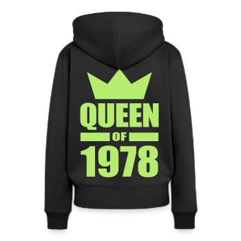 round birthday year of birth 1978 Queen - Women’s Premium Organic Hoodie - black - Back - Julia (174cm)
