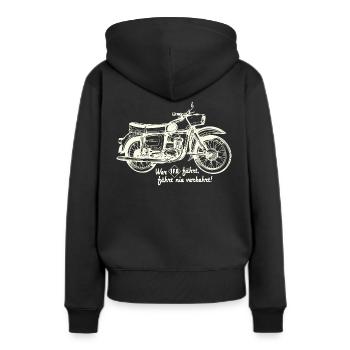 DDR Oldtimer Motorrad - emz Trophy IFA - Frauen Premium Bio Hoodie - Schwarz - Hinten - Julia (174cm)