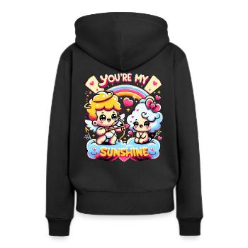 Tu es mon rayon de soleil - Sweat à capuche Premium bio Femme - noir - Dos - Julia (174cm)
