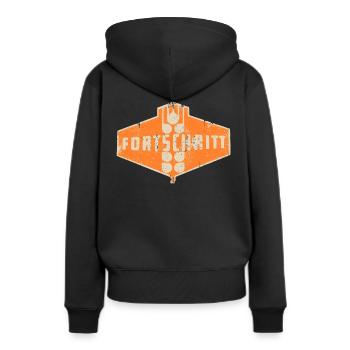 FORTSCHRITT DDR Landmaschinen Retro - Frauen Premium Bio Hoodie - Schwarz - Hinten - Julia (174cm)