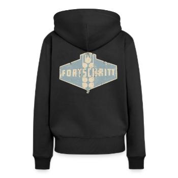 FORTSCHRITT - Retro - Ostalgie - DDR - Frauen Premium Bio Hoodie - Schwarz - Hinten - Julia (174cm)