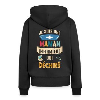 Cadeau je suis une MAMAN infirmière qui déchire - Sweat à capuche Premium bio Femme - noir - Dos - Julia (174cm)