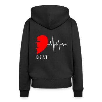 T-shirt de partenariat relation partenaire - Sweat à capuche Premium bio Femme - noir - Dos - Julia (174cm)